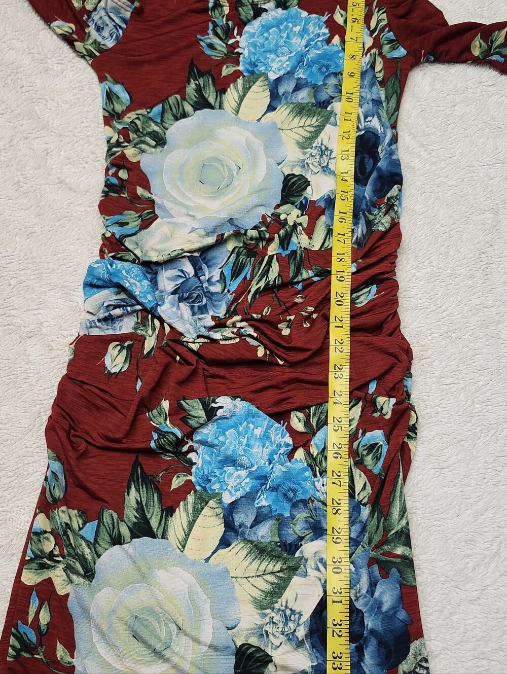 Sol & Cielo Women's Cold Shoulder Floral Ruched Midi Dress Small Multicolor - Picture 10 of 11